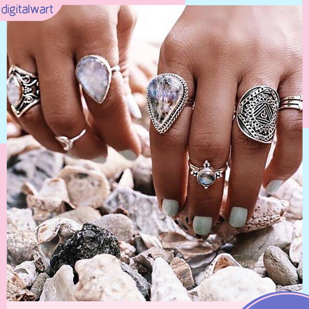 Set 7 nhẫn đeo khớp ngón tay phong cách retro