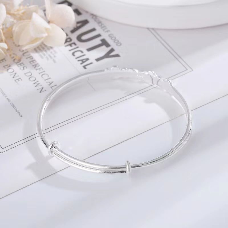 Vòng Tay Bạc Sterling Họa Tiết Gấu Dâu Hoạt Hình Đơn Giản Cho Nữ