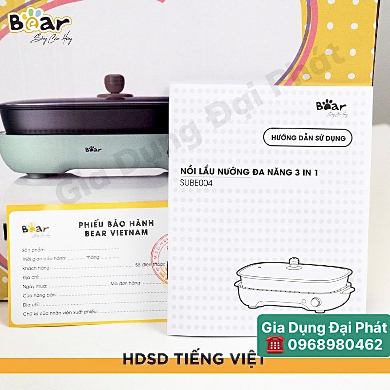 Bếp Nướng Điện Không Khói 3 Khay BEAR Chính Hãng [HOT], Nồi Lẩu Nướng - Bếp Lẩu Nướng 3 In 1 Loaị Nồi Lẩu Điện Đa Năng