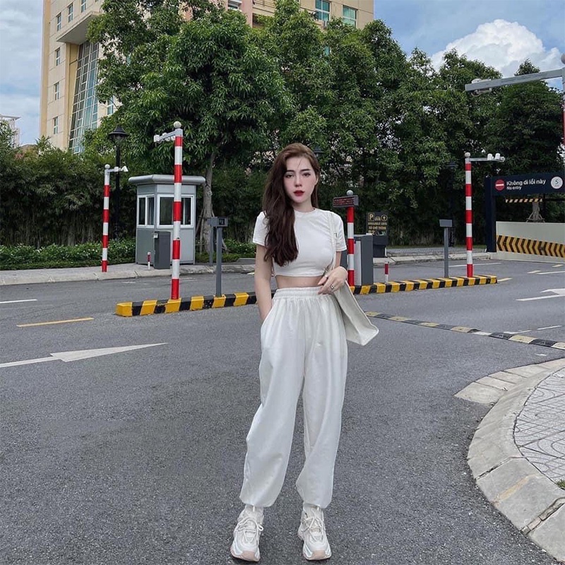 Quần Nỉ Trơn Nữ, Quần Nỉ Nữ Ống Rộng Freesize Dưới 59kg Chất Nỉ Dày Dặn Phong Cách Jogger