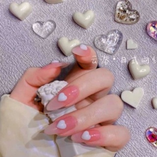 Nailbox móng úp hồng thạch mix charm trái tim hot