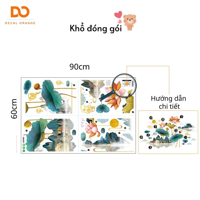 Tranh dán tường Hoa Sen 3D trang trí phòng ngủ phòng khách phòng thờ
