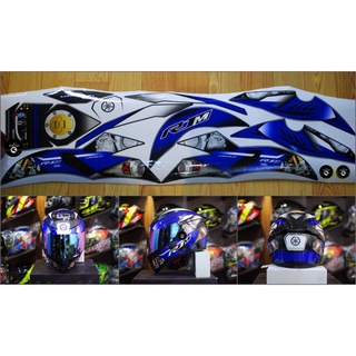 Decal dán mũ bảo hiểm Fullface Yamaha R1M xanh dương