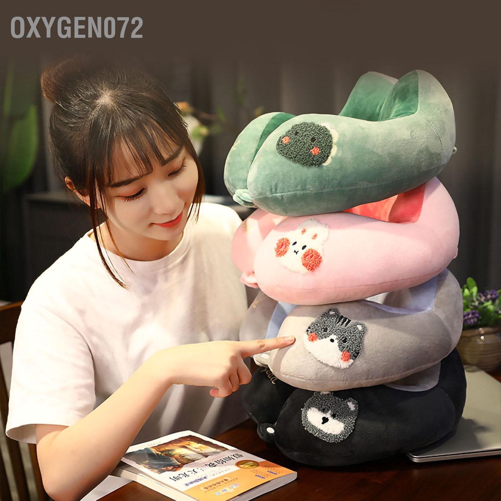 Oxygen072 Gối cổ chữ U có hình dạng dễ thương Phong cách PP Cotton sang trọng đàn hồi di động cho văn phòng tại nhà du lịch