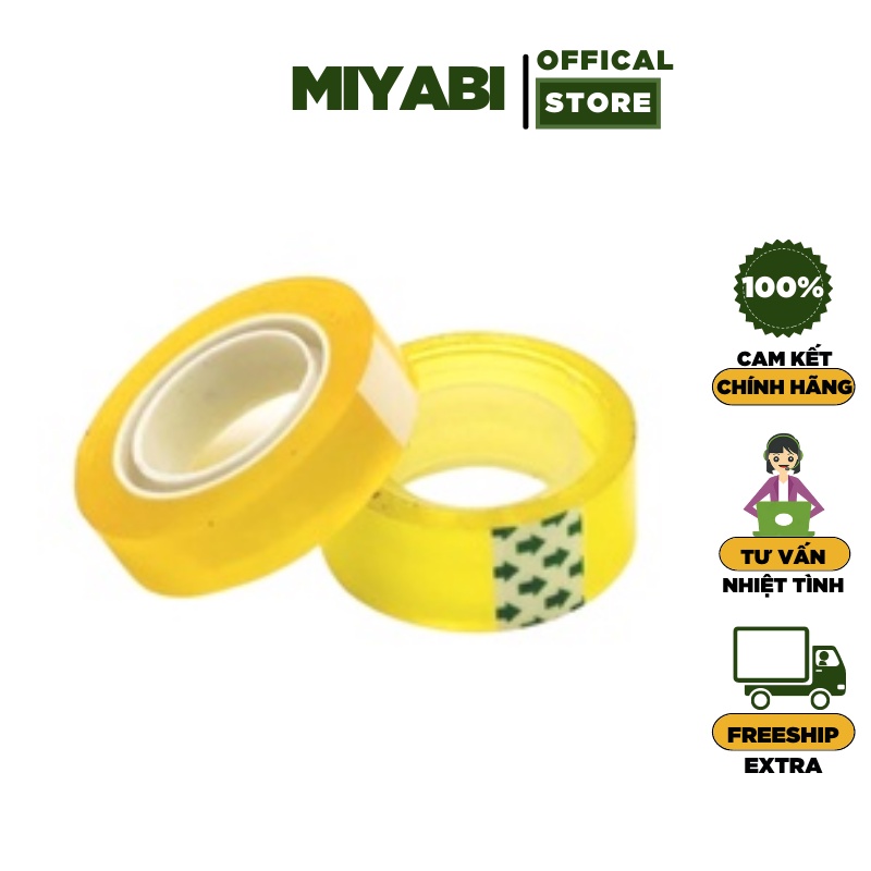 Băng dính văn phòng bản nhỏ 1cm cao cấp -  dày đại - lõi nhựa - Băng dính trong bản nhỏ - MIYABI STORE