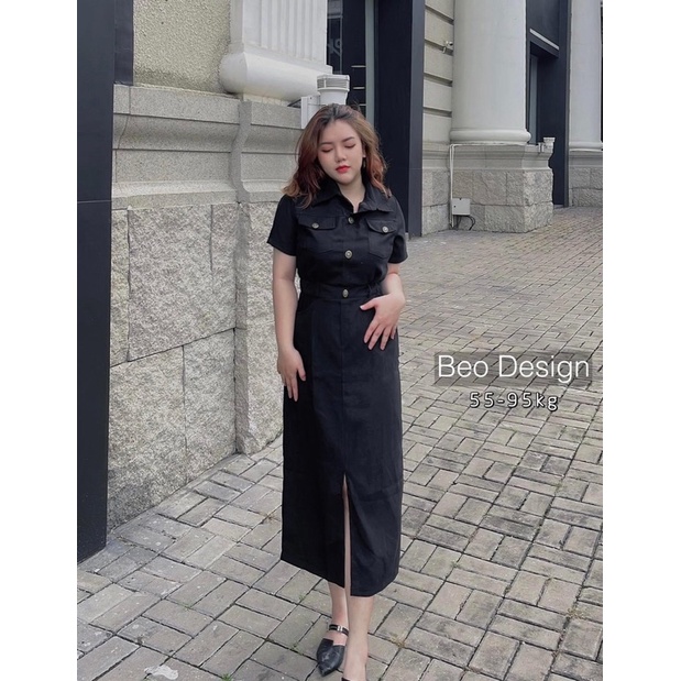Đầm bigsize nữ Béo Design Đầm nhung suông 51kg đến 95kg