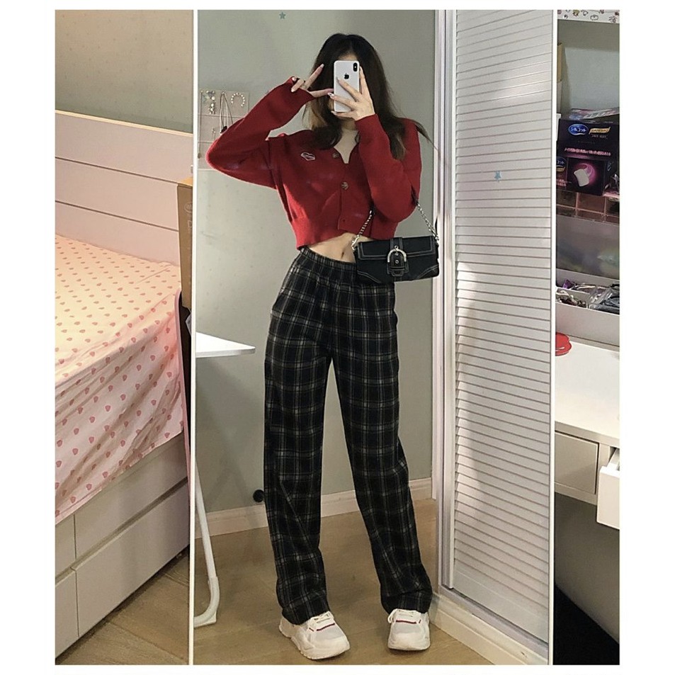 Áo cardigan cổ chữ V tay dài kiểu croptop