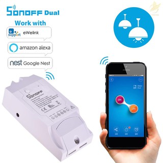 ✜Sonoff Dual R2 WiFi Wireless Smart Switch 2 Gang Smart Home Wifi Remote Controller Works With Google Home Alexa
