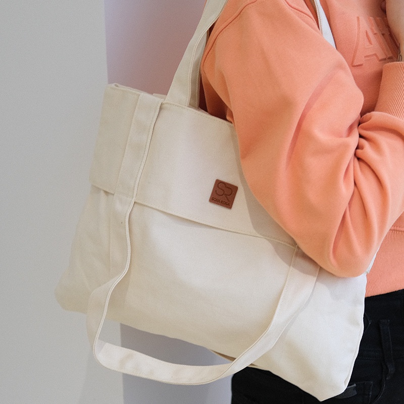 Túi Đeo Vai Vải canvas Kiểu Đơn Giản Phong Cách Nhật Bản Thời Trang Cho Nữ