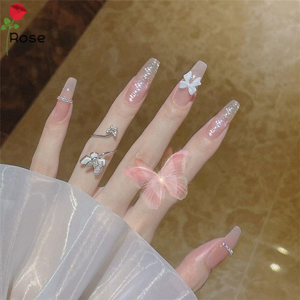 [Hàng mới về] 24 móng tay giả che phủ toàn diện có thể tháo rời tiện dụng kèm keo dán