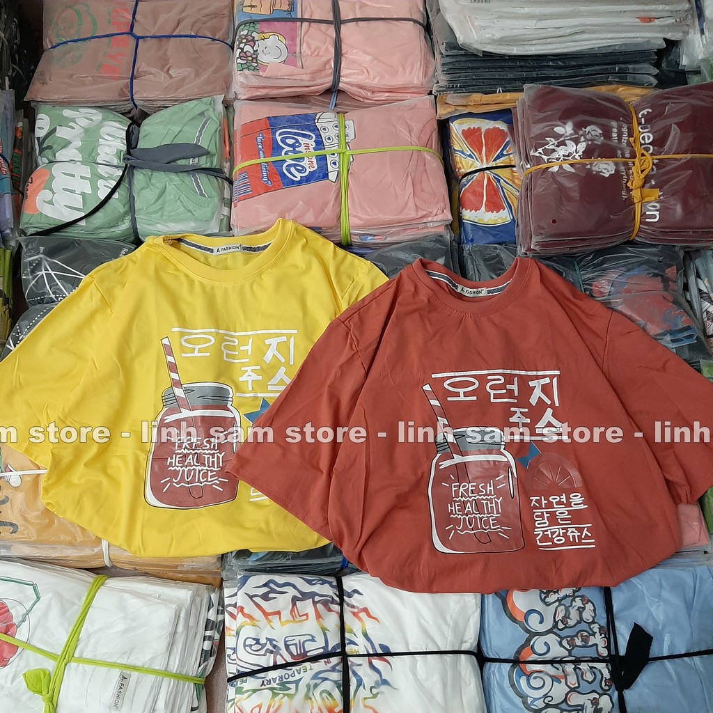Áo thun tay lỡ SAM CLO freesize phông form rộng Unisex, mặc lớp, nhóm, cặp in hình ly nước FRESH HEALTHY JUICE | BigBuy360 - bigbuy360.vn