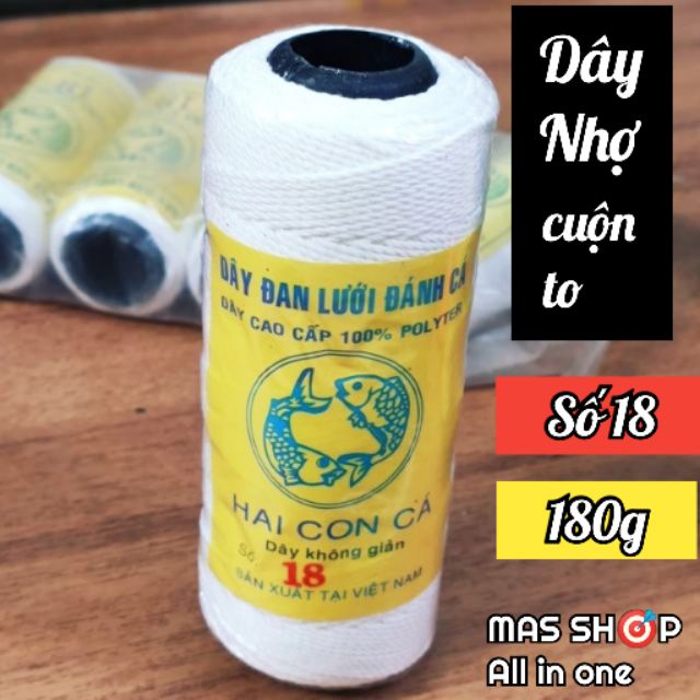 Dây nhợ thả diều, dây nhợ thợ hồ xây dựng số 18 cuộn to (tính cả ống cuộn 180g)