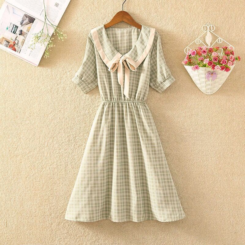 Đầm Dài Vừa Tay Ngắn Eo Cao Ôm Dáng Họa Tiết Kẻ Sọc Phong Cách Hàn Quốc Thời Trang Mùa Hè Mới Cho Nữ