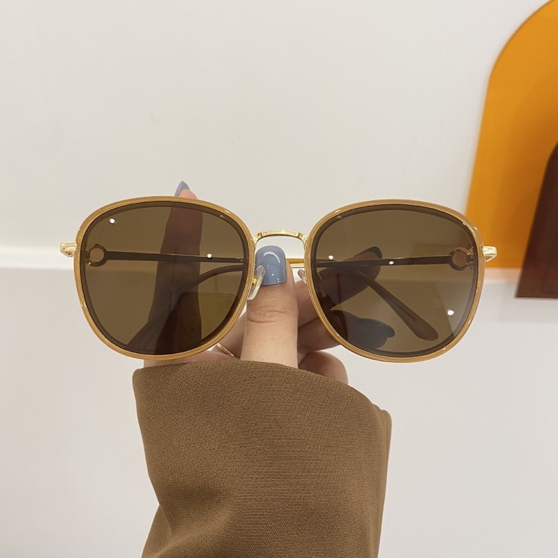 (YUZHU) Kính Mát Gọng Tròn Oversized Màu Gradient Phong Cách INS Retro Thời Trang Cho Nữ