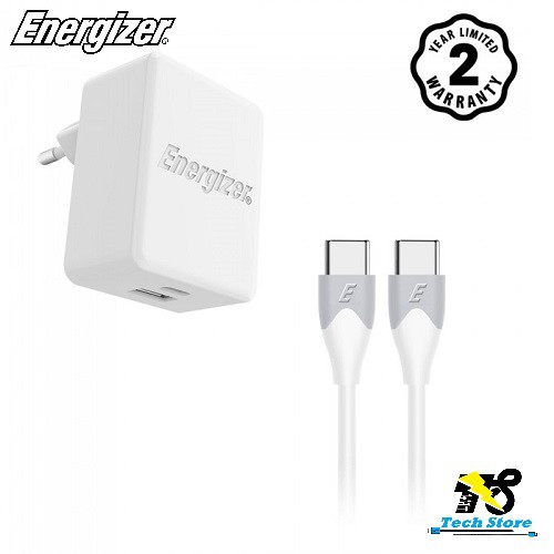 Bộ sạc 2 cổng Energizer AC11PFEUUCC3 - USB-C PD, Kèm cáp USB-C