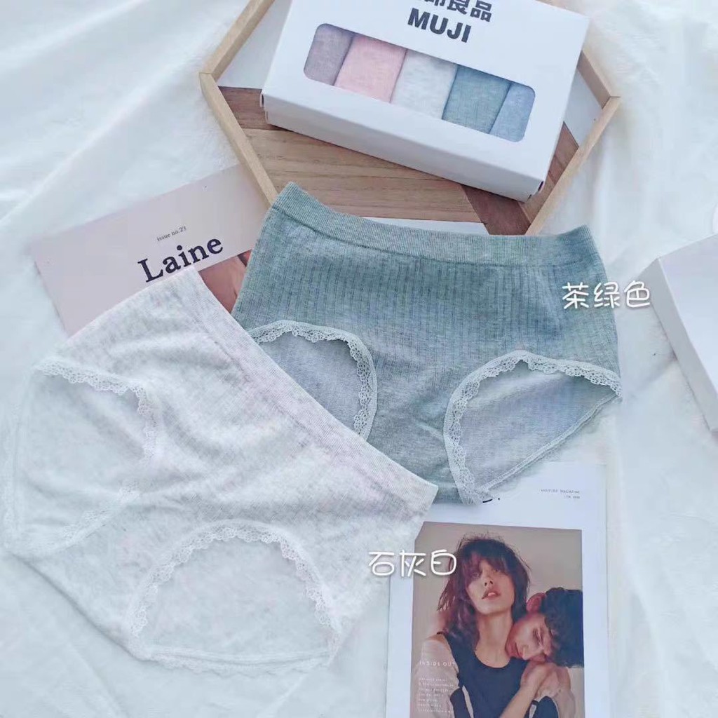 Quần Lót Nữ Muji ⭐FREESHIP⭐ Hộp 5 Quần Lót Cotton kháng khuẩn, nâng mông, thoáng mát 1236 | BigBuy360 - bigbuy360.vn