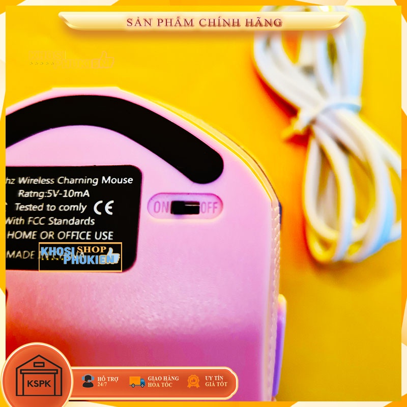 Chuột không dây màu hồng - sử dụng pin sạc Cực xịn - Siêu cute Dành cho máy tính Laptop KSPK
