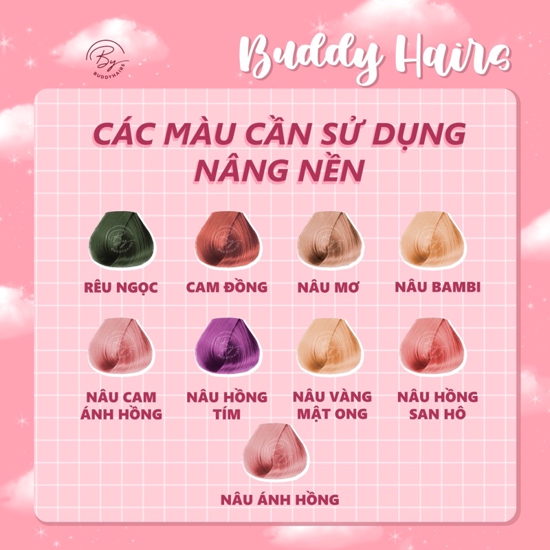 Thuốc nhuộm tóc NÂNG NỀN Buddyhairs, Buddy.hairs tặng kèm găng tay, mũ trùm,trợ nhuộm tiện ích