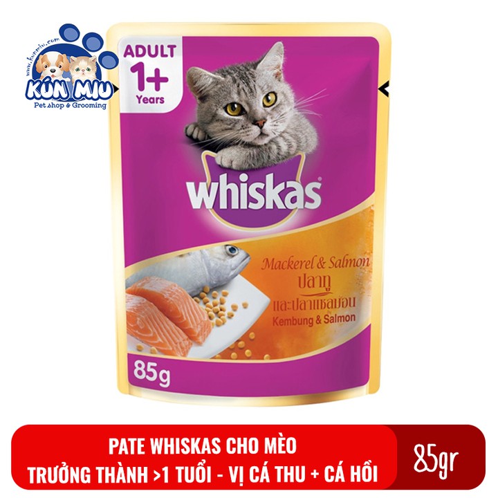 Thức ăn cho mèo Pate Whiskas gói 80gr