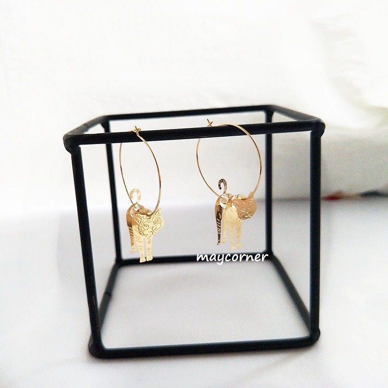 khuyên tai tròn cao cấp mạ 925 bản meo meo lạ mắt 56