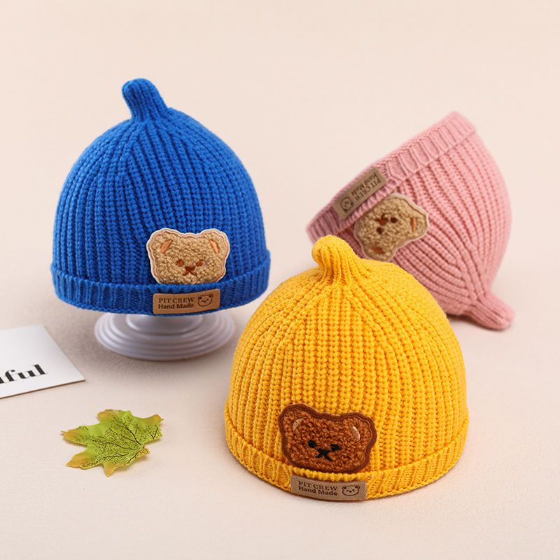 Mũ Len Dệt Kim Họa Tiết Hoạt Hình Xinh Xắn Theo Phong Cách Thu Đông Dành Cho Bé
