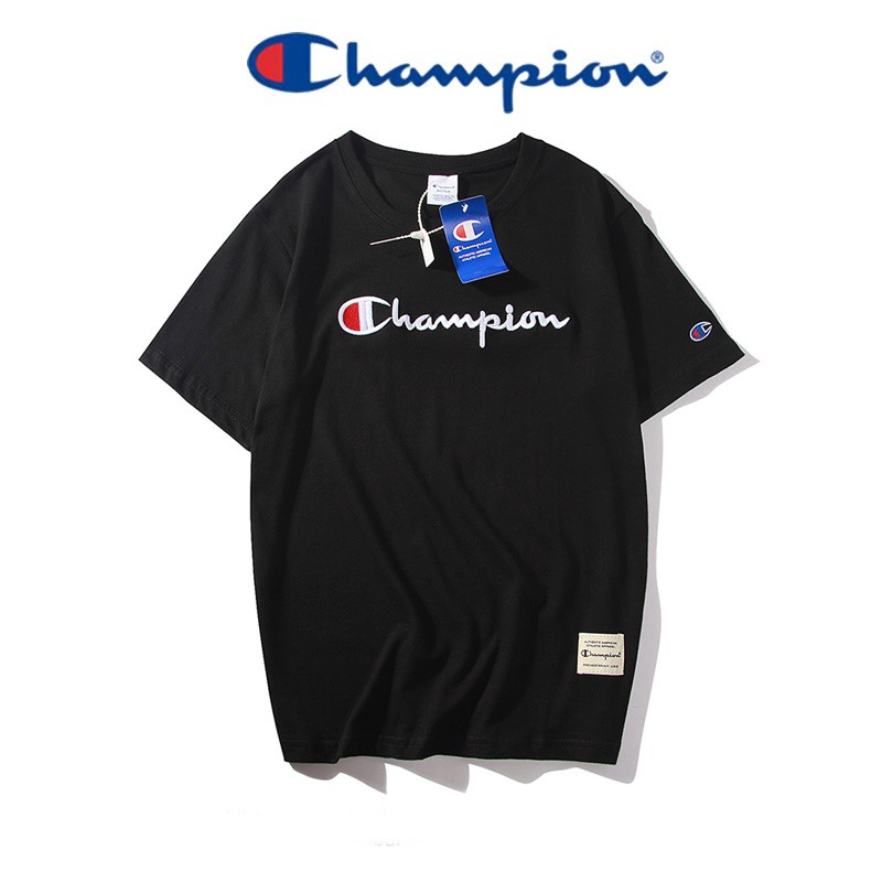 Áo Thun Champion Unisex - Hàng Chất Logo Thêu Full Tag Túi