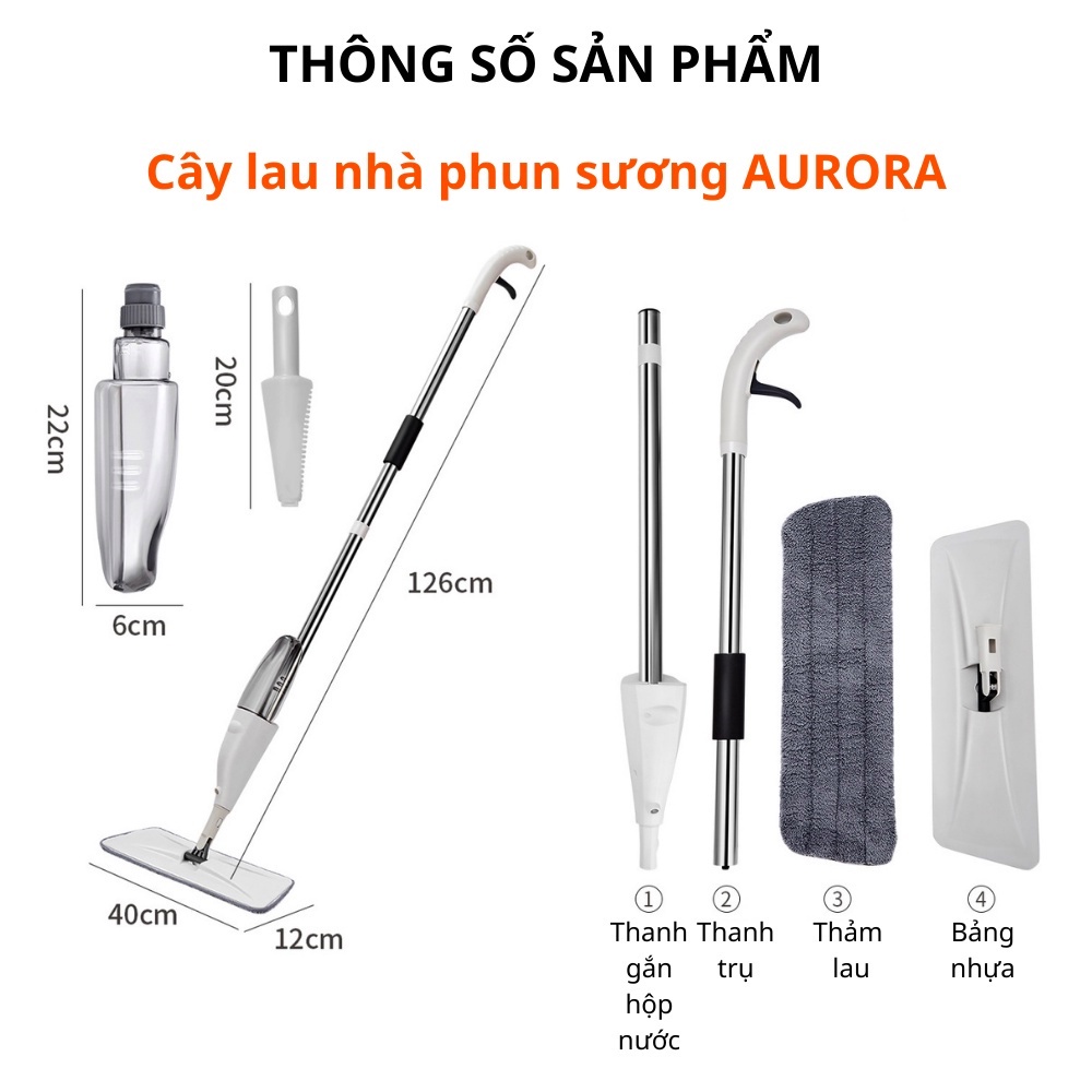 Chổi Lau Nhà Phun Sương 2in1 - Cây Lau Nhà Thông Minh Có Bình Xịt Nước Tự Động 88326