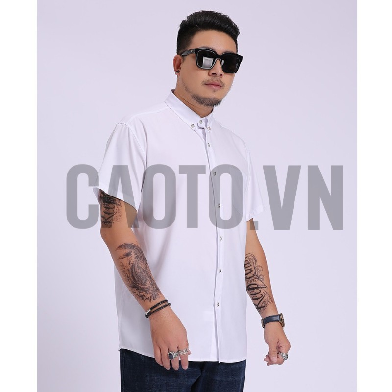 Áo Sơ Mi Trơn Size Lớn Nam Ngắn Tay Trắng – Size 2XL 3XL 4XL 5Xl 6XL 7XL 8XL