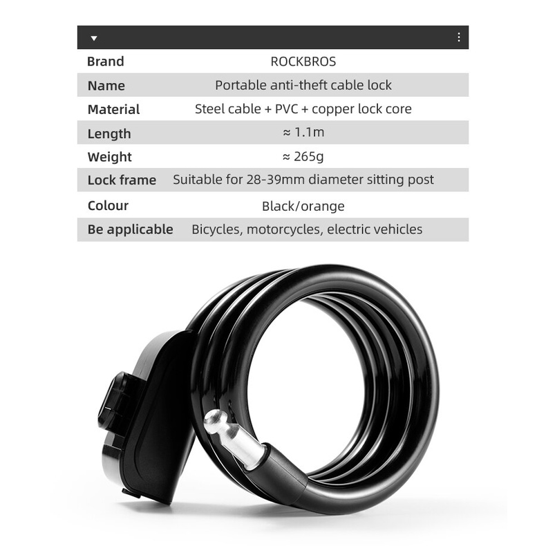 Rockbros Khóa Dây Cáp Chống Trộm Cho Xe Đạp Leo Núi