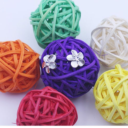 Hoa tai mạ bạc hình bông đính đá lấp lánh thời trang