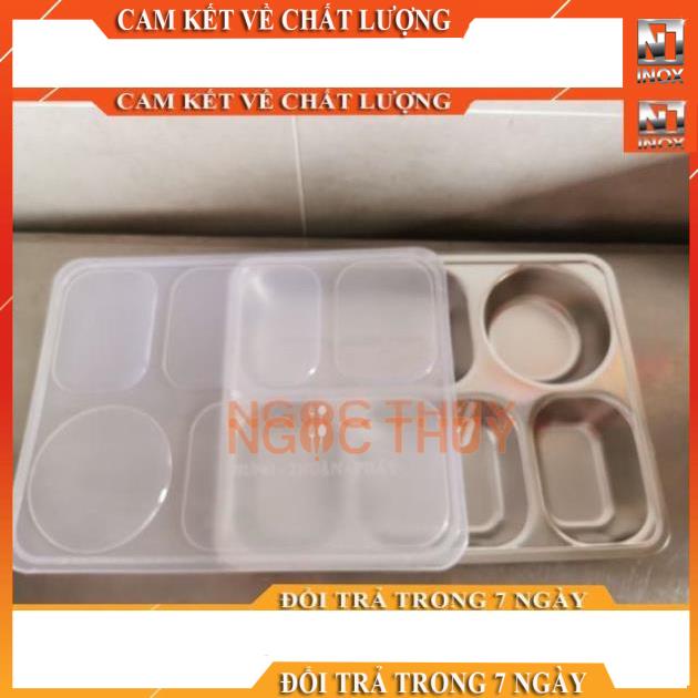 Khay cơm phần 5 ngăn inox cao cấp