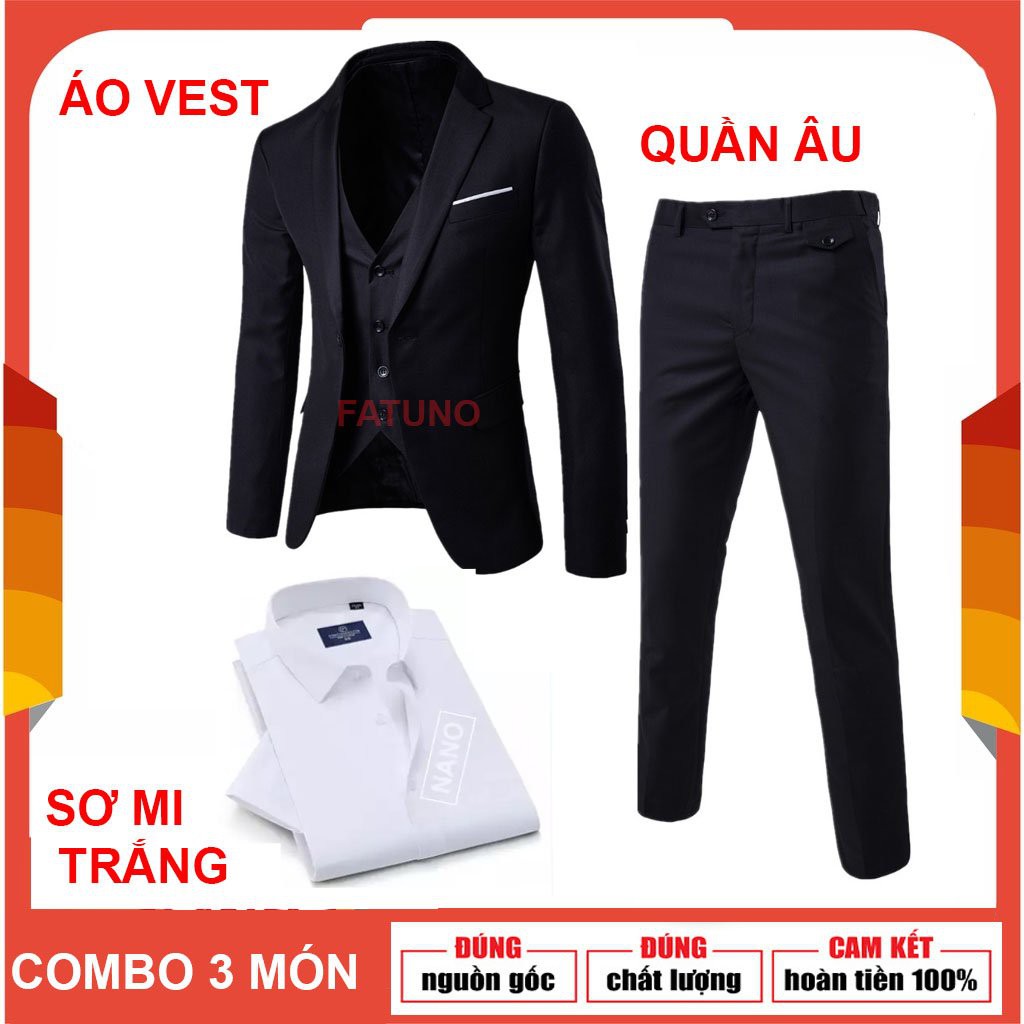 [Siêu sale]Combo 3 món- Áo vest, quần âu và sơ mi trắng siêu lịch lãm
