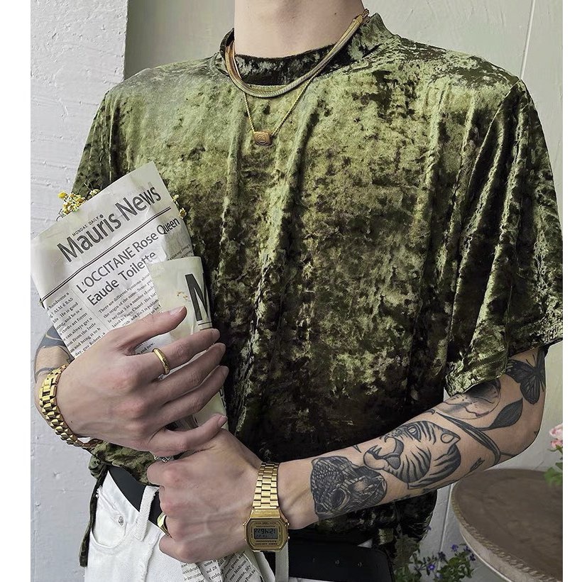 Áo nhung nam sang trọng bắt mắt - Xanh Rêu