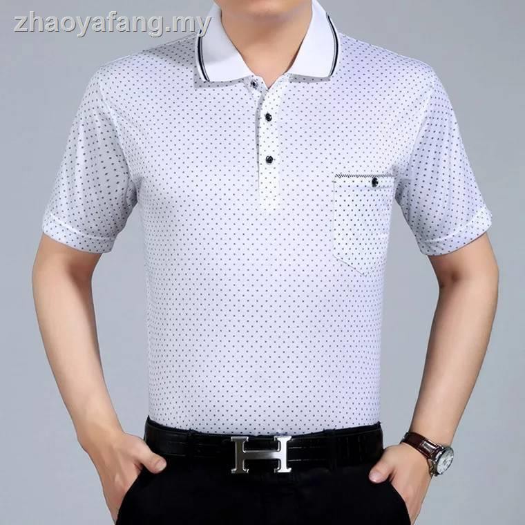 áo polo Tay Ngắn Dáng Rộng Vải Cotton Thời Trang Mùa Hè Cho Nam Trung Niên 40-50 Tuổi