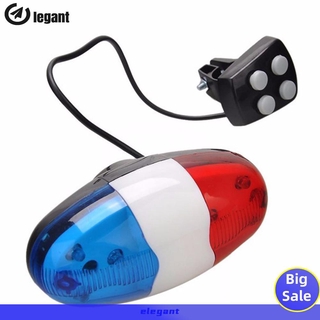 6 LED Bike Police Front Light Warning Siren Cycling Electric Horn Bell