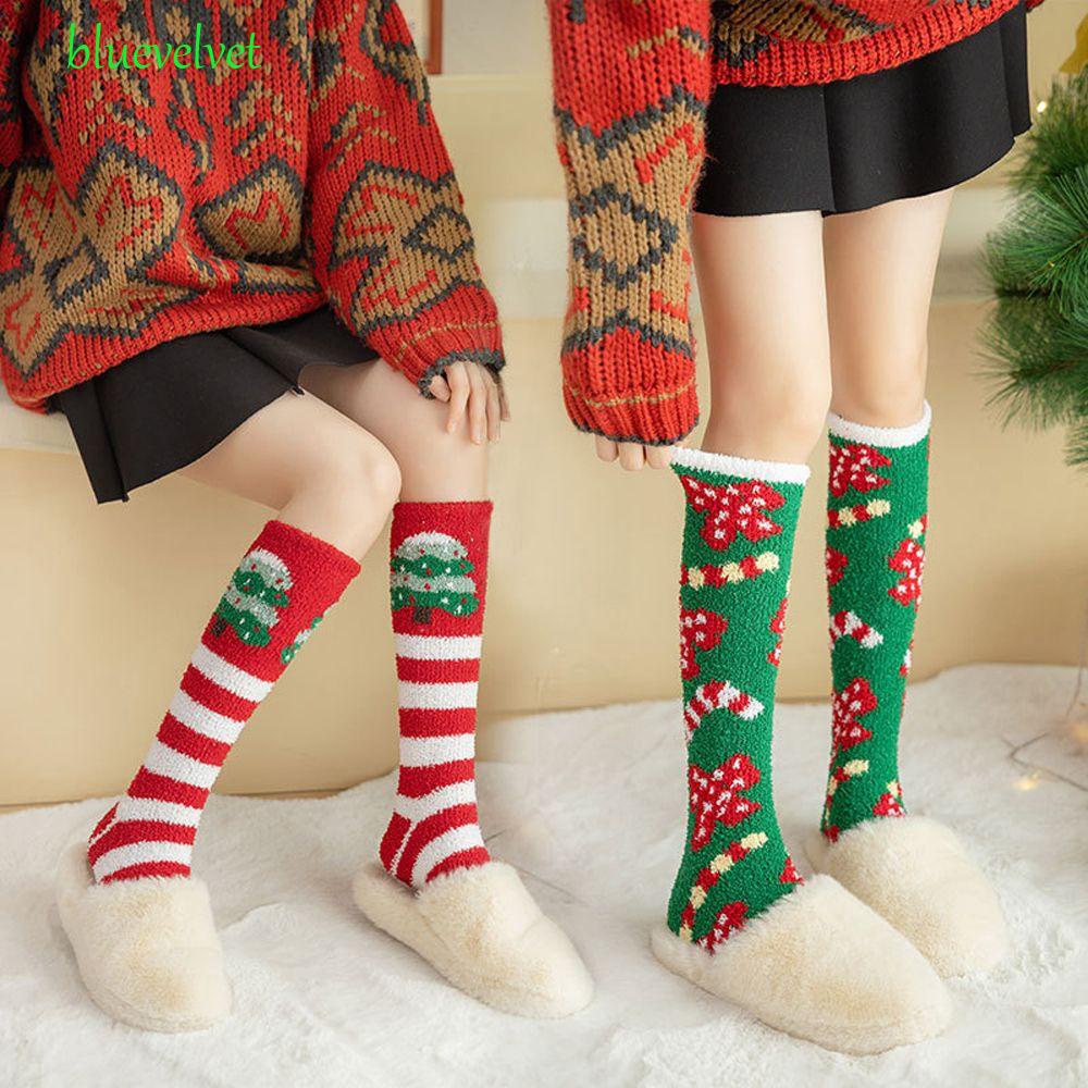 Vớ Dài Giữ Ấm Thoáng Khí Thiết Kế Họa Tiết Ông Già Noel Thời Trang Cho Nữ