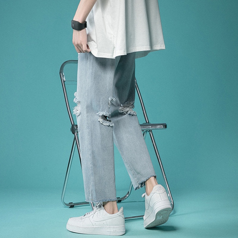 Quần jeans AOKANG dài rách gối thời trang dành cho nam