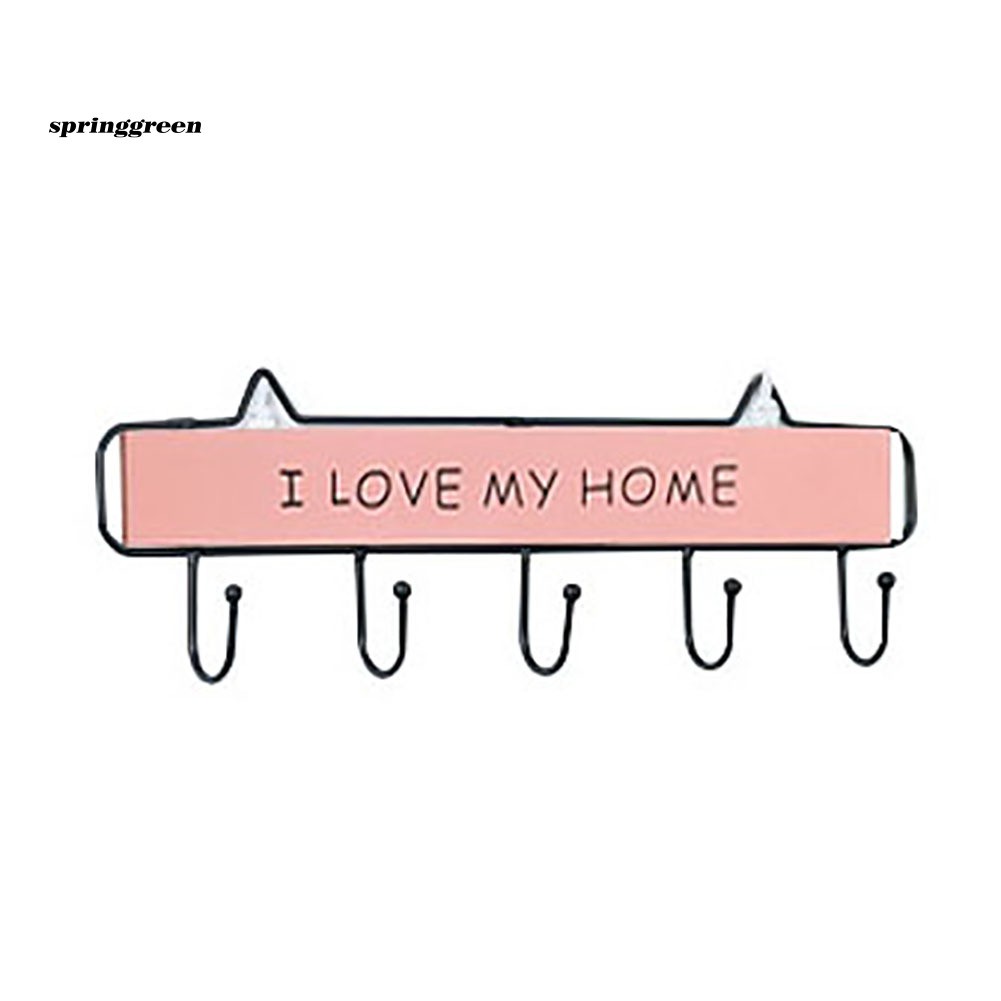 Móc Treo Đồ Gắn Tường Bằng Gỗ Khắc Chữ I Love My Home Độc Đáo