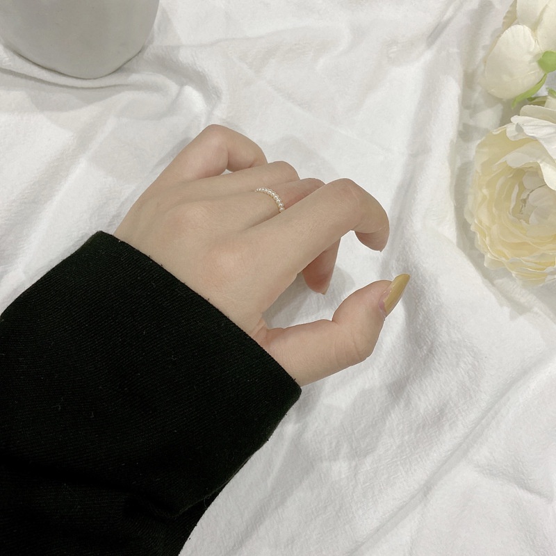 Nhẫn Nhựa Acrylic Đính Ngọc Trai Phong Cách Vintage Dành Cho Nữ