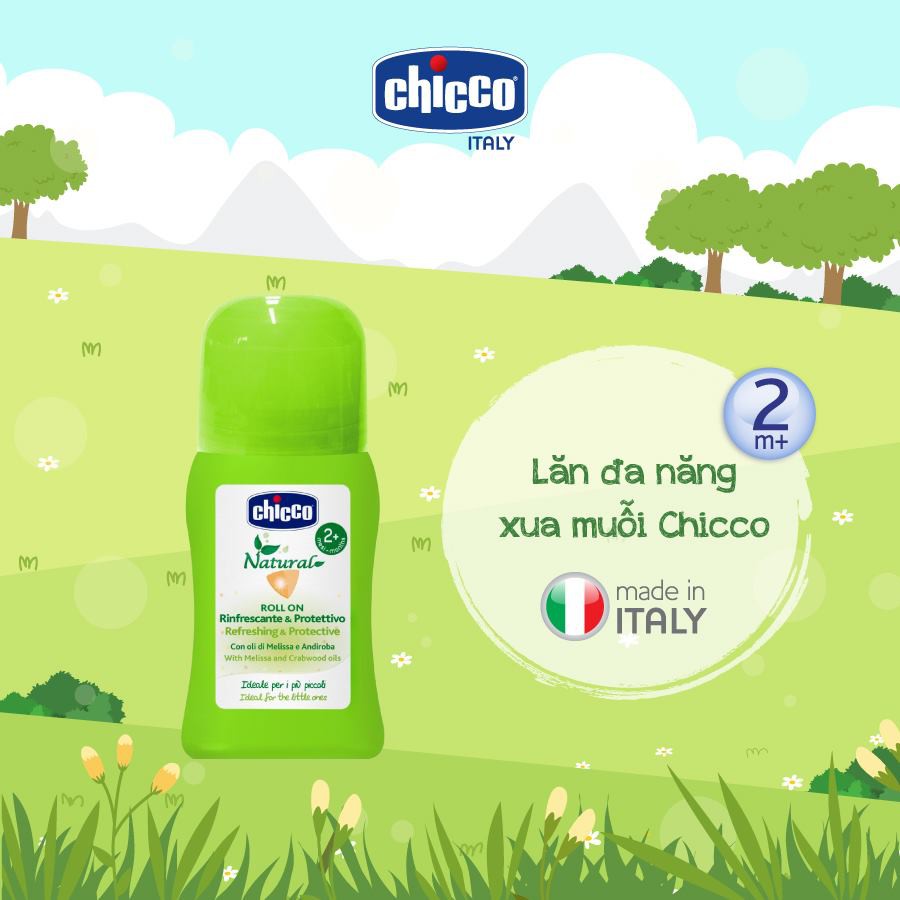 Lăn xua muỗi CHICCO 60ml, lăn đuổi muỗi thơm tự nhiên cho bé - Monnie Kids