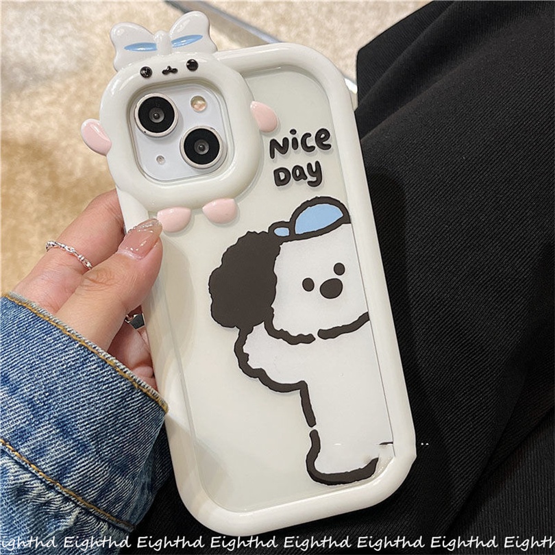 Ốp Điện Thoại Silicone Mềm Chống Sốc In Hình Chú Cún + Cherry Cho iPhone 13 12 11 Pro Max X XR Xs Max 6 7 8 Plus
