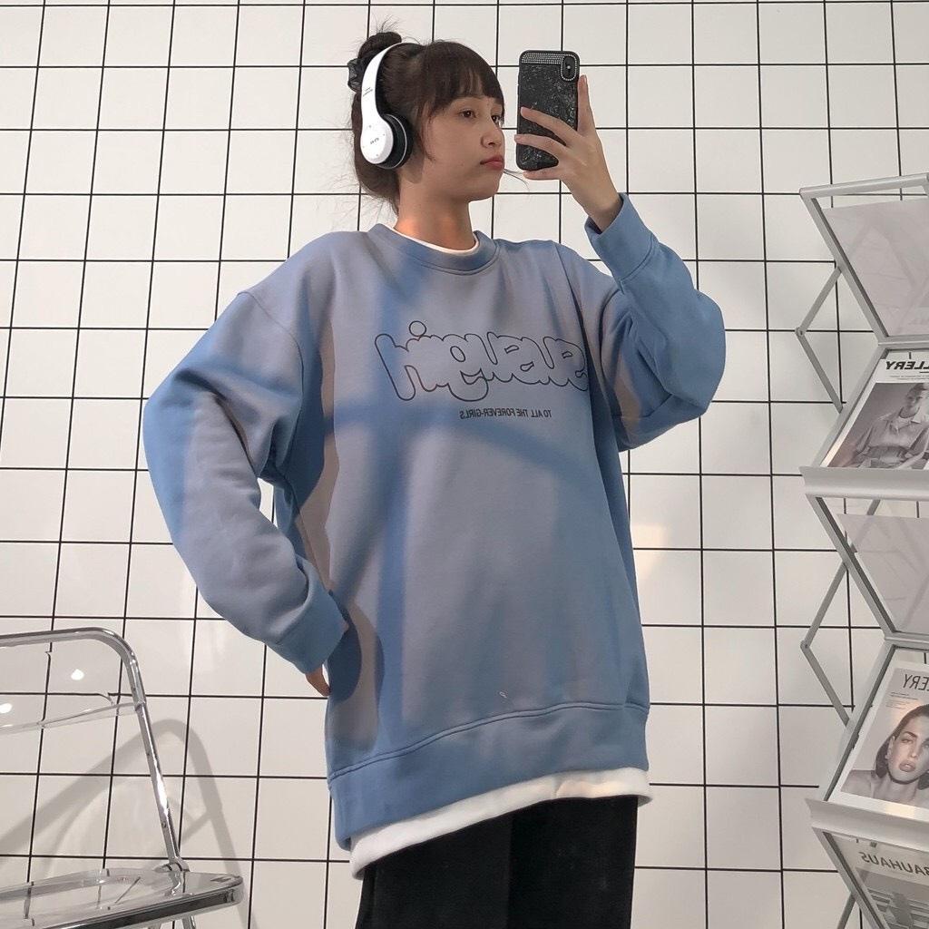 Áo khoác nỉ unisex form rộng sweater cổ tim nam nữ street style hottrend Hàn Quốc AKN23 LECHAU đôc đẹp rẻ