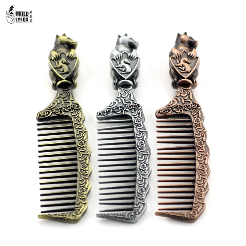 Hogwarts Jewelry Comb Magic Hair Comb Salon Styling Tools Cool Gift Hufflepuff Badge Comb Men and Women Personal Gift