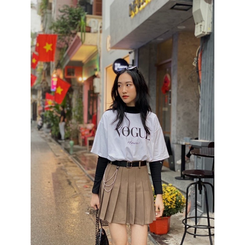 Chân váy xếp ly dạ kèm đai xích | BigBuy360 - bigbuy360.vn