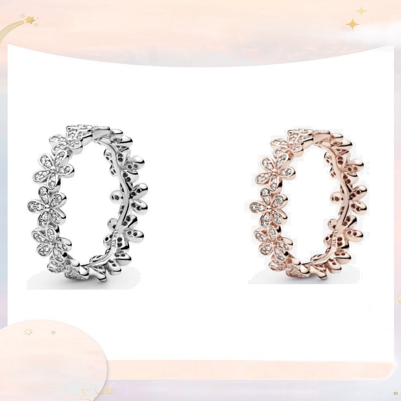 Nhẫn Hoa Cúc Lấp Lánh Mạ Bạc 925s Pandora