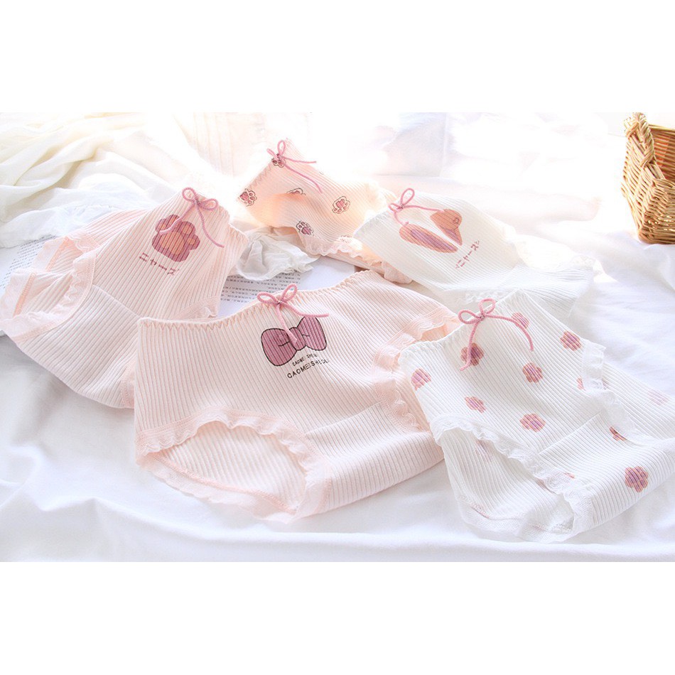 Quần Lót nữ COTTON ❤️️FREESHIP❤️️ SET Quần Lót Nữ dễ thương Cotton gân tăm - Quần Lót thoáng mát kháng khuẩn mẫu 3125 | BigBuy360 - bigbuy360.vn
