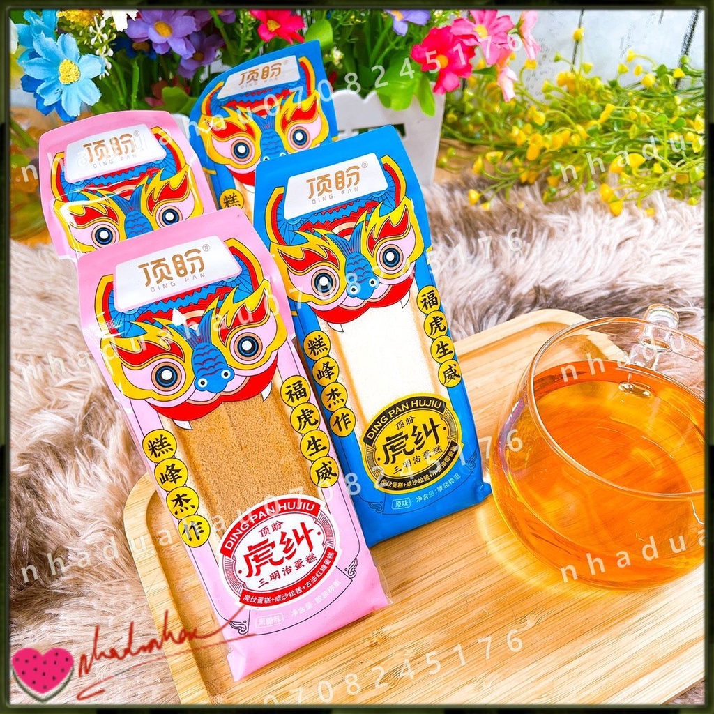 Bánh bông lan gato tam giác 3 màu dâu/trà xanh/socola Đài Loan cái lớn 150g