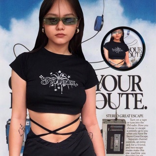 Áo croptop Frankee 100% Cotton - Firework Croptop - Đen - Local Brand Chính Hãng