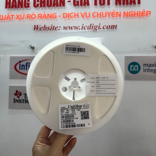 [100pcs] Điện trở dán 0805 giá trị 100R 5%