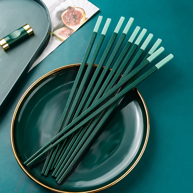 Bộ 10 Đôi Đũa Chịu Nhiệt Kháng Khuẩn Cao Cấp Màu Xanh Mint Sang Trọng